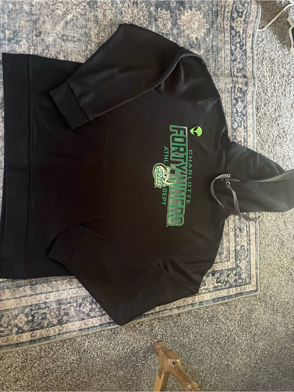 Charlotte Fortyniners Black Hoodie with Green Logo
